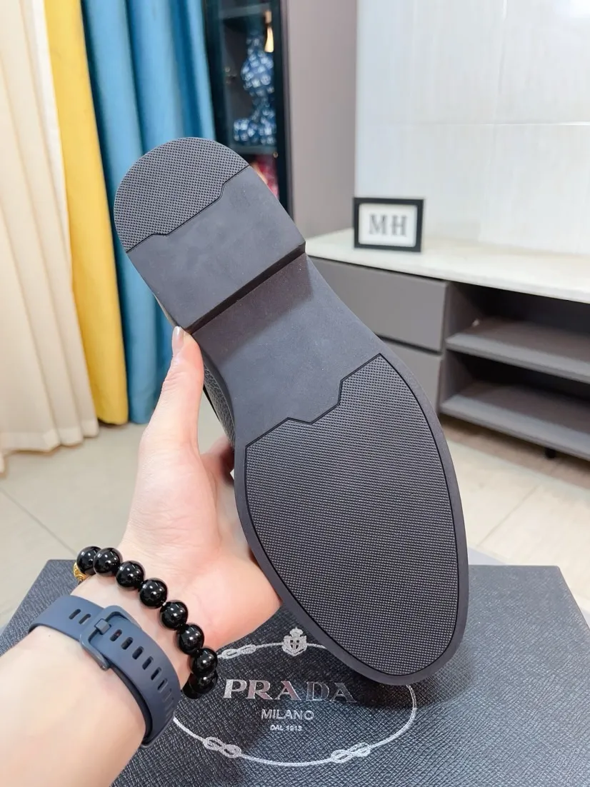 Men's shoes 💰540🌹🌹 [Men's shoes 💰pRADA Prada leather shoes] Top purchasing agent Original imported Italian custom-made open-edge beaded cowhide leather surface, ➕Fully imported water-dyed breathable cowhide lining, original factory special molded sole, super comfortable, code number: 38-44